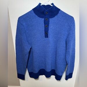 Untuckit Men's Blue Merino Wool 1/4 Button Sweater Size Medium